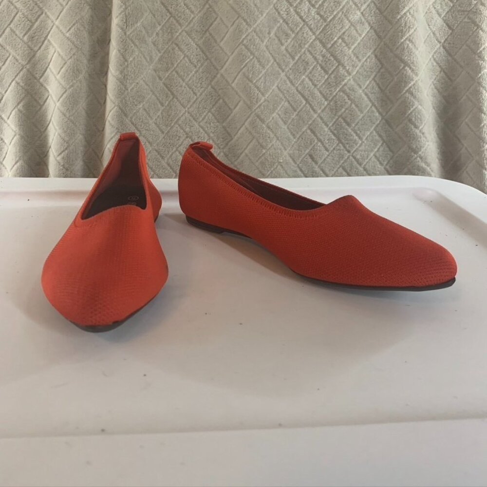 Breifola Shoes Womens 5 Flats Bright Red Almond Point Toe Office Wear Comfort - Picture 5 of 7